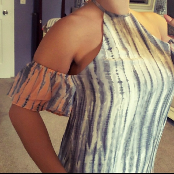 😻😻 S/M/ GREY CORAL TIE DYE FLOUNCE - Picture 4 of 7